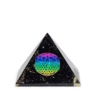 Small Organite Pryamids 5.5x4.5cm - Flower of Life - Black Tormaline Chips
