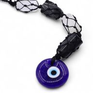 Hanging Stone Pendant - Black Torrmaline & Selonite Tumble- Evil Eye