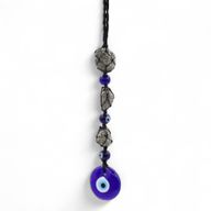 Hanging Stone Pendant - Pirite Stones & Beads- Evil Eye