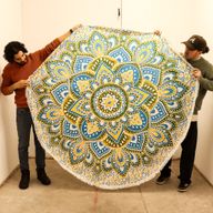Large Mandala Roundy Art (180cm) - Yellow & Blue