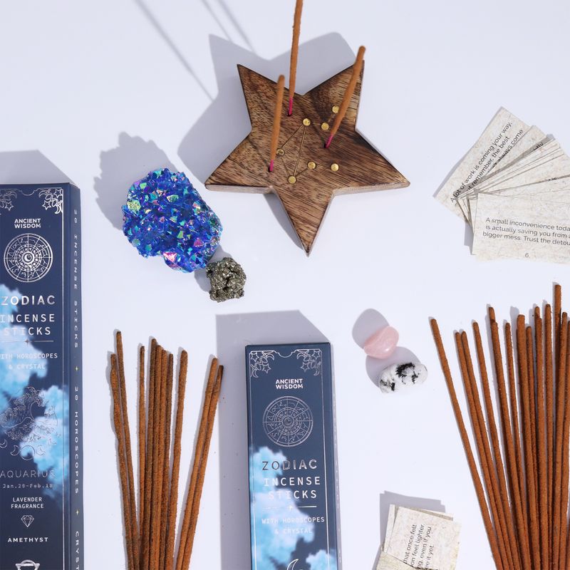 Lavender Zodiac Gemstone Crystal Incesne - Aquarius