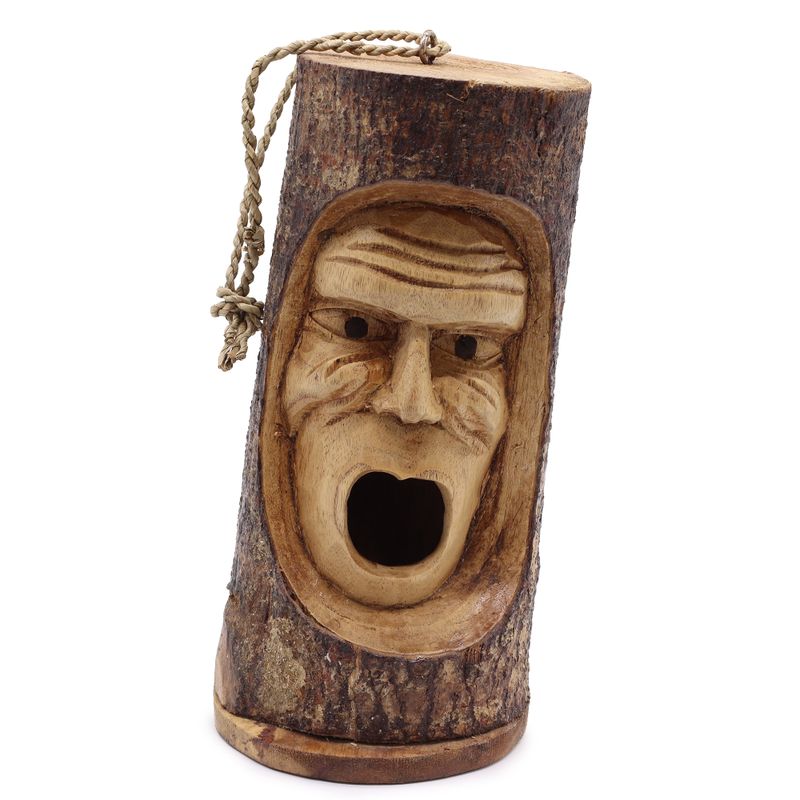 Tree Trunk Face - Bird House - Grumpy Old Man