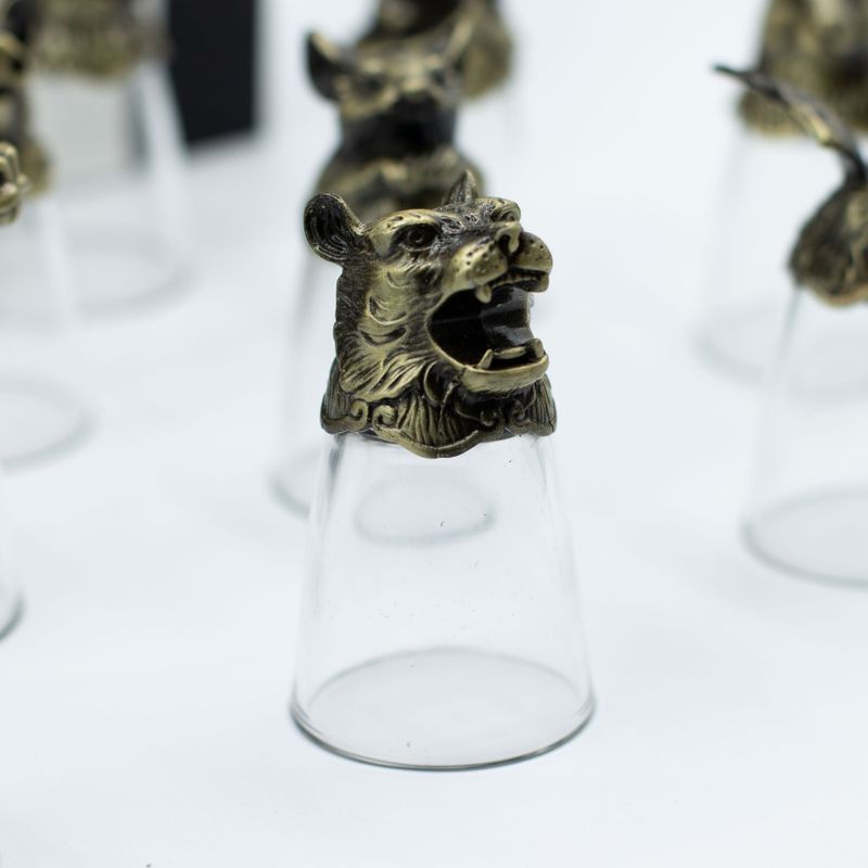 Bottom Up Shot Glasses (25ml) - Forest & Mystical Creatures - Antique Bronze