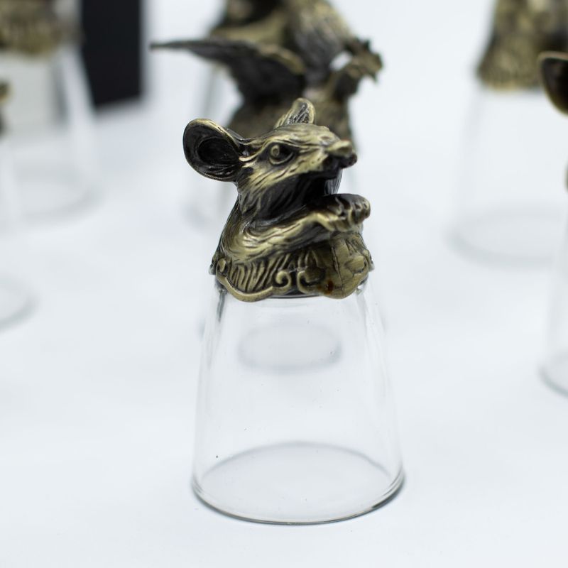 Bottom Up Shot Glasses (25ml) - Forest & Mystical Creatures - Antique Bronze