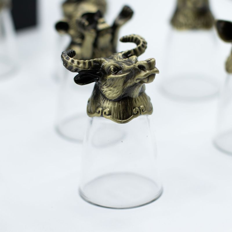 Bottom Up Shot Glasses (25ml) - Forest & Mystical Creatures - Antique Bronze