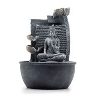 Tabletop Water Feature - 19x19x28cm - Buddha, Lotus Flower Cascading Potsx
