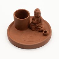 Multi Purpose Buddha Incense Plate - Natural Terracotta Style