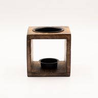 Square Mango Wood Oil Burner - Hamsa