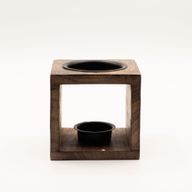 Square Mango Wood Oil Burner - Yin Yang