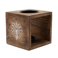Large Square Mango Wood Oil Burner - Moon Goddess