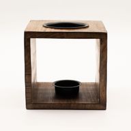 Large Square Mango Wood Oil Burner- Pentagon