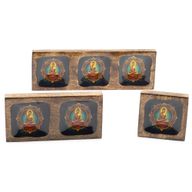 Lrg Enamelled Mango Tray Set - Buddha