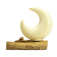 DriftGlow Lamp Crackle Half Moon Shade - Grey
