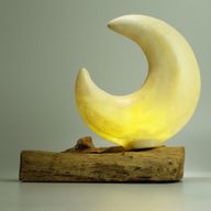 DriftGlow Lamp Crackle Half Moon Shade - Grey