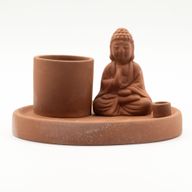 Multi Purpose Buddha Incense Plate - Natural Terracotta Style