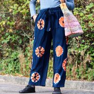 Japanese Style Lounge Pants - Blue & Orange - L