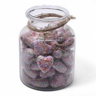Large Decor Wood Hearts - Pretty Floral - in Display Jar