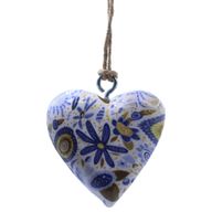 Large Decor Wood Hearts - Blue Floral