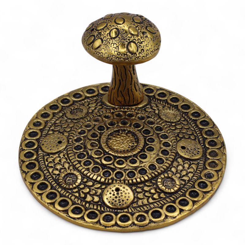 Mushroom Plate - Brass Effect - Incense Holder