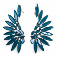 Teal Green - Vintage Glass - Angel Wings - Earrings