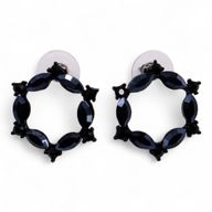 Jet Black - Vintage Glass - Loop - Earrings