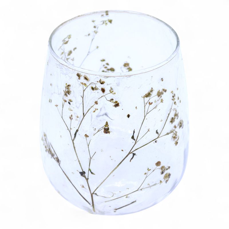 Natural Floral Glass - Vase Candle Holder - Margarita  - (12x11cm)