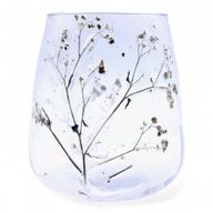 Natural Floral Glass - Vase Candle Holder - Margarita  - (12x11cm)