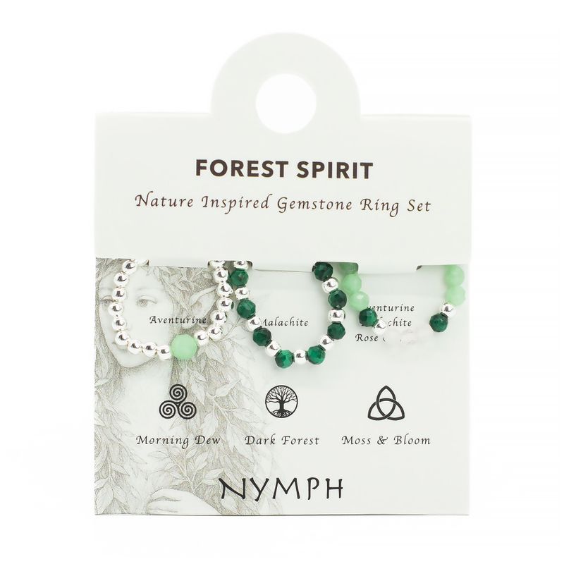 Nymph Spirit Gemstone Ring Set - Forest Spirit