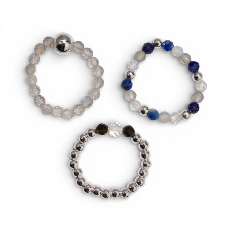 Nymph Spirit Gemstone Ring Set - Northern Lights