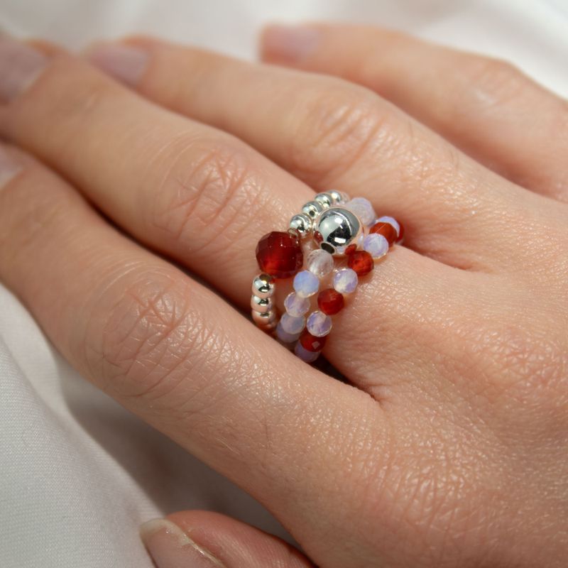 Nymph Spirit Gemstone Ring Set - Blood Moon