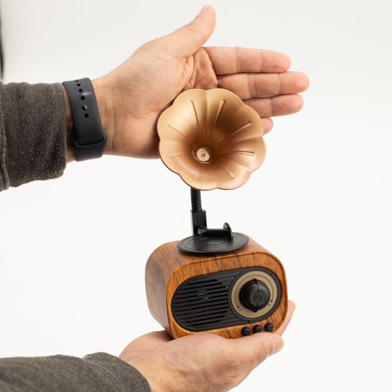 Retro Mini Gramophone Speaker - Bluetooth & FM Radio - 5 watt x 1