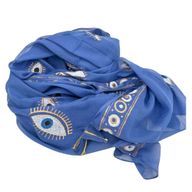 Nomad Sari On the Med Collection - Pario - Rich Blue & Gold Hand Painted Evil Eye Design