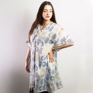 Nomad Sari On the Med Collection - Kaftan - Gold & Blue Greek Motiff - Handpainted