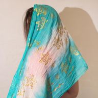 Nomad Sari Summer Scarf – Turtle Print – Turquoise (180 × 50 cm)