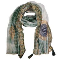 Nomad Sari Summer Marbella Print Scarf - Green with Gold  (180x50cm)