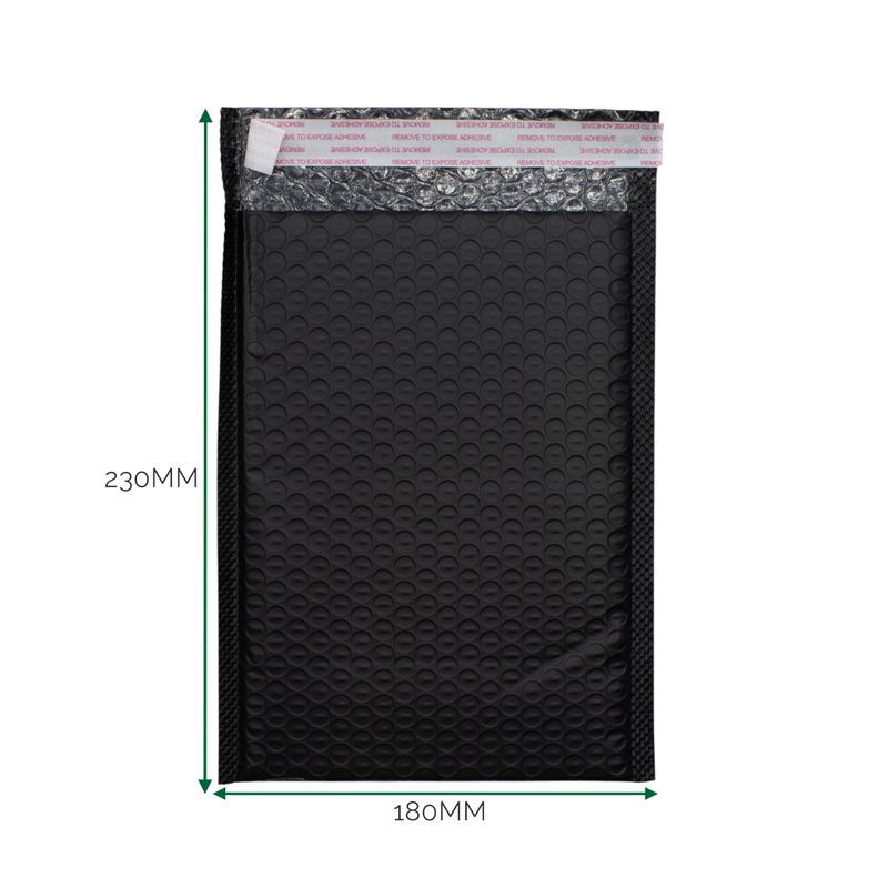 Black Poly Bubble Envelope (180x230+40mm)