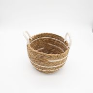 Cotton & Seagrass Large Baskets – Natural Stripes – Set of 3