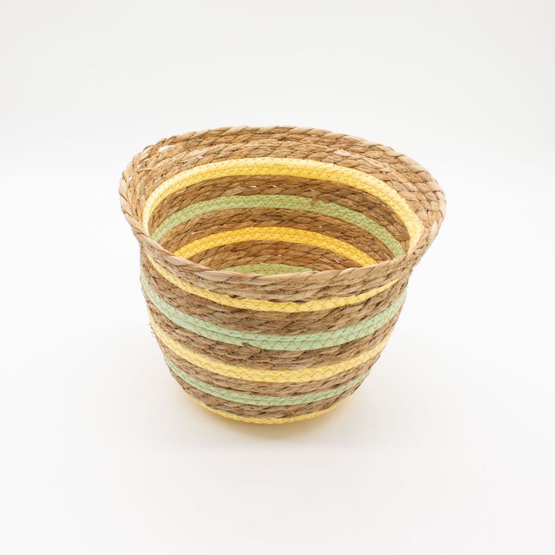Seagrass & Straw Vase Shaped Baskets - Natural Yellow & Green - Set of 3