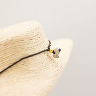 Cord Necklace Gemstone Pendant - Black Agate Cross