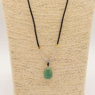 Cord Necklace Gemstone Pendant - Jade Turtle
