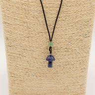 Cord Necklace Gemstone Pendant - Sodalite Mushroom