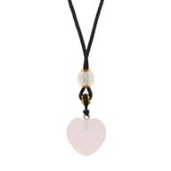 Cord Necklace Gemstone Pendant - Rose Quartz Heart