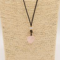 Cord Necklace Gemstone Pendant - Rose Quartz Heart