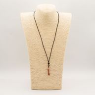 Cord Necklace Gemstone Pendant - Goldstone Bone