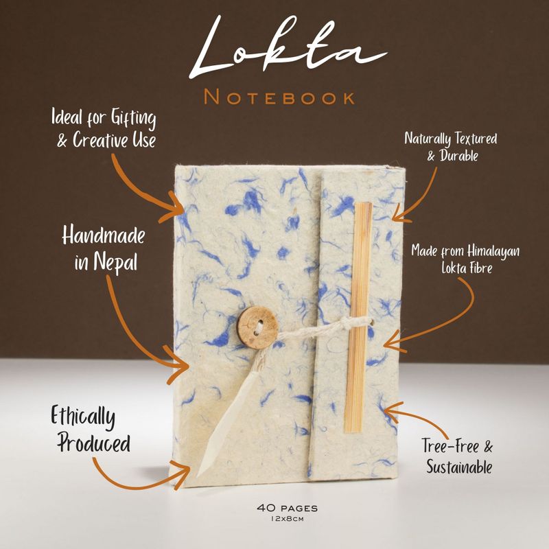 Mini Lokta Mixed Blue Cotton Notebook Lrg (12x8cm) 40 leafs