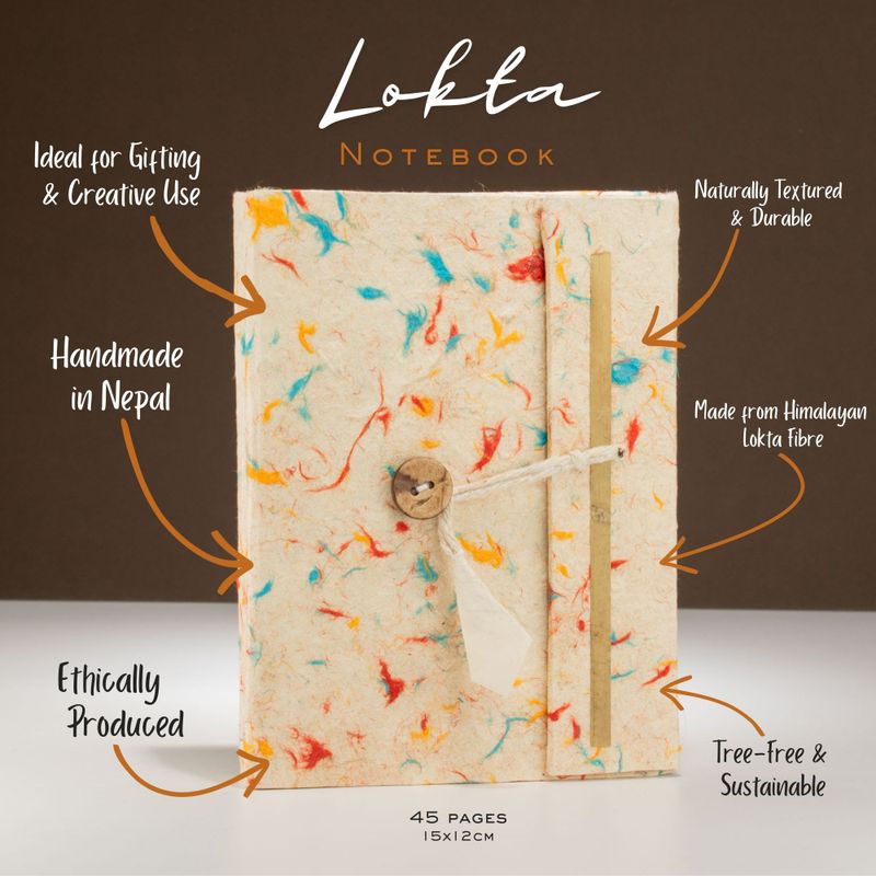 Med Lokta Mixed Colour Cotton Notebook Lrg (15x12cm) - 45 leafs