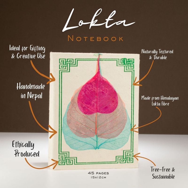Med Lokta Bodhi Leaf Notebook Lrg (15x12cm) - 45 leafs (assorted)