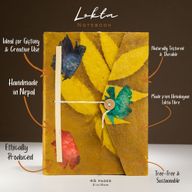 Lokta Bold Floral Notebook – Large (21x15cm) – 45 Leaves – Includes Bookmark – Olive