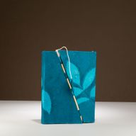 Lokta Bold Floral Bamboo Lock Notebook – Medium (15x12cm) – 45 Leaves – Midnight Blue