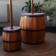 Beer Barrel Stool & Parasol Stand – Natural Wood 38 x 32 cm